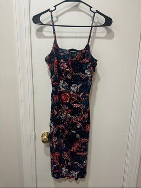 Express Navy Floral Slip Midi Dress